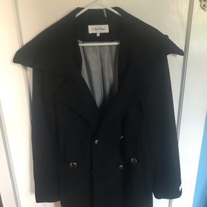 Calvin Klein size 12 pea coat black wool blend
